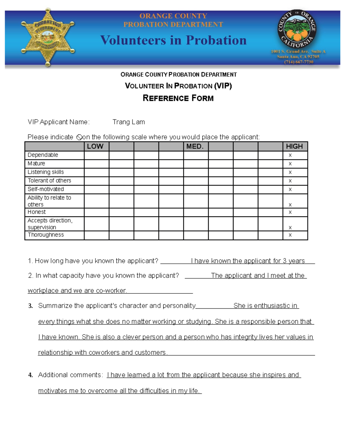 Reference Form Vip Tl Econ Orange County Probation Department