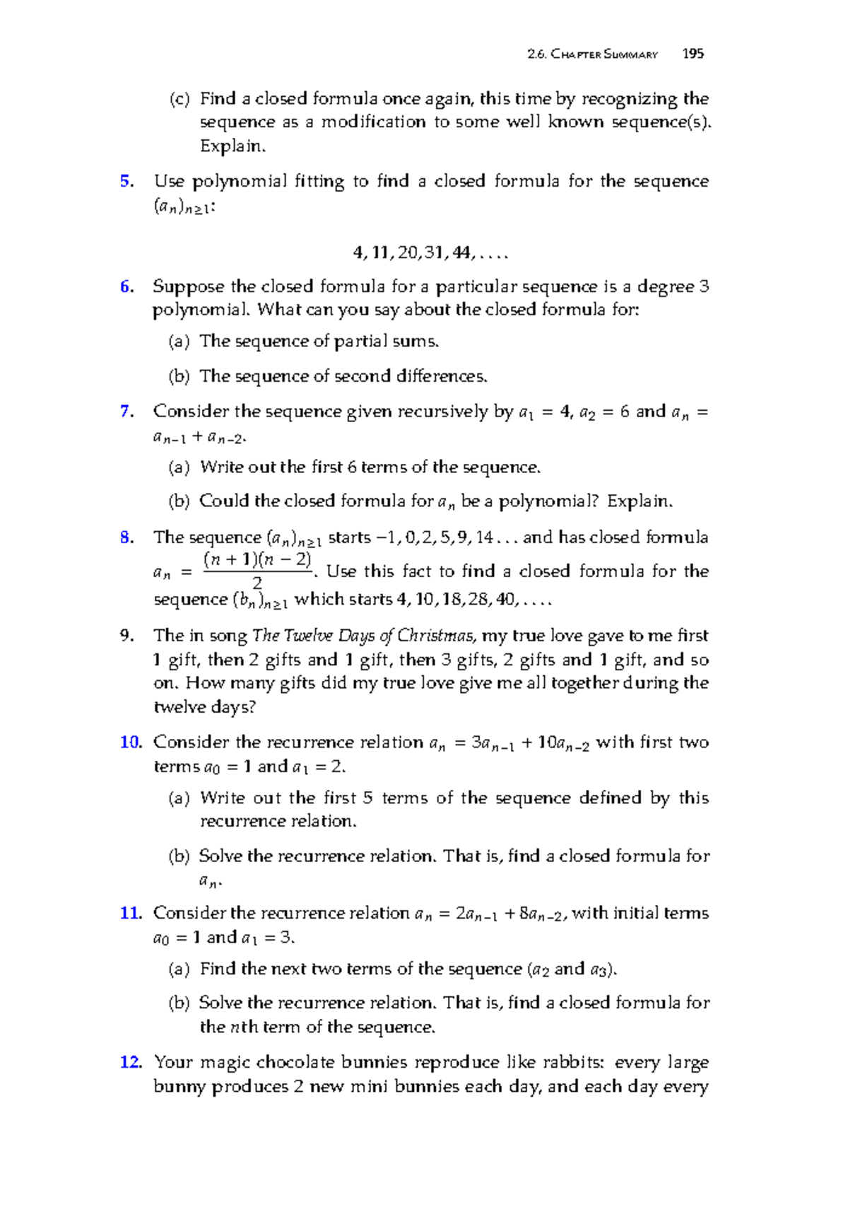 Discrete mathematics-71 - Chapter Summary 195 (c) Find a closed formula ...