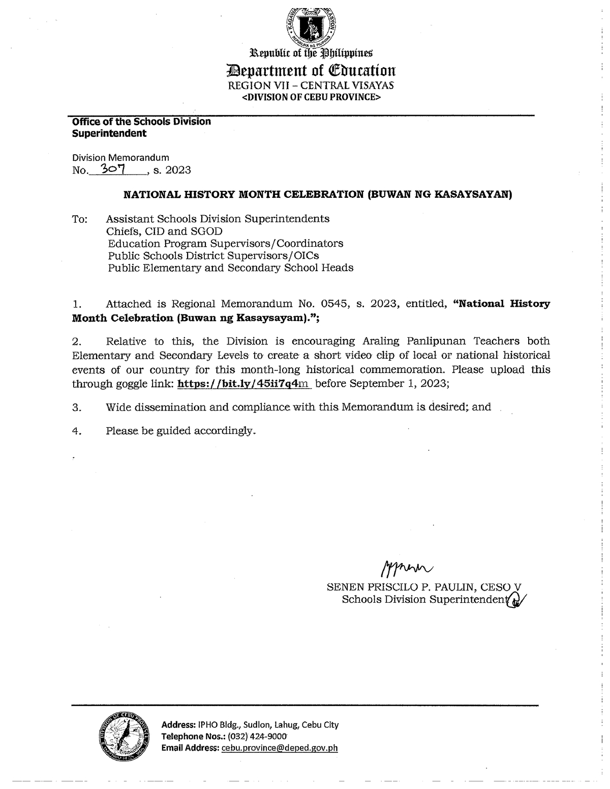 11-DM 1 - Memorandum - 3&eputltt ot @epartmcttt of ®Itutat{ott REGION ...