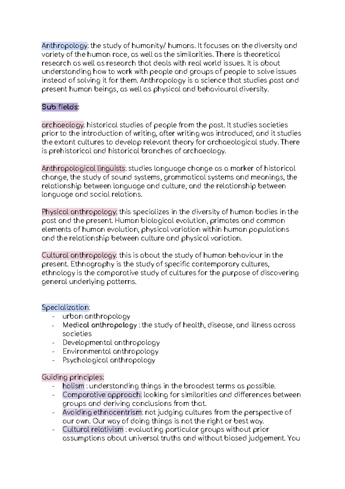 Anthropology 203 intro-2 - Anthropology : the study of humanity/ humans ...