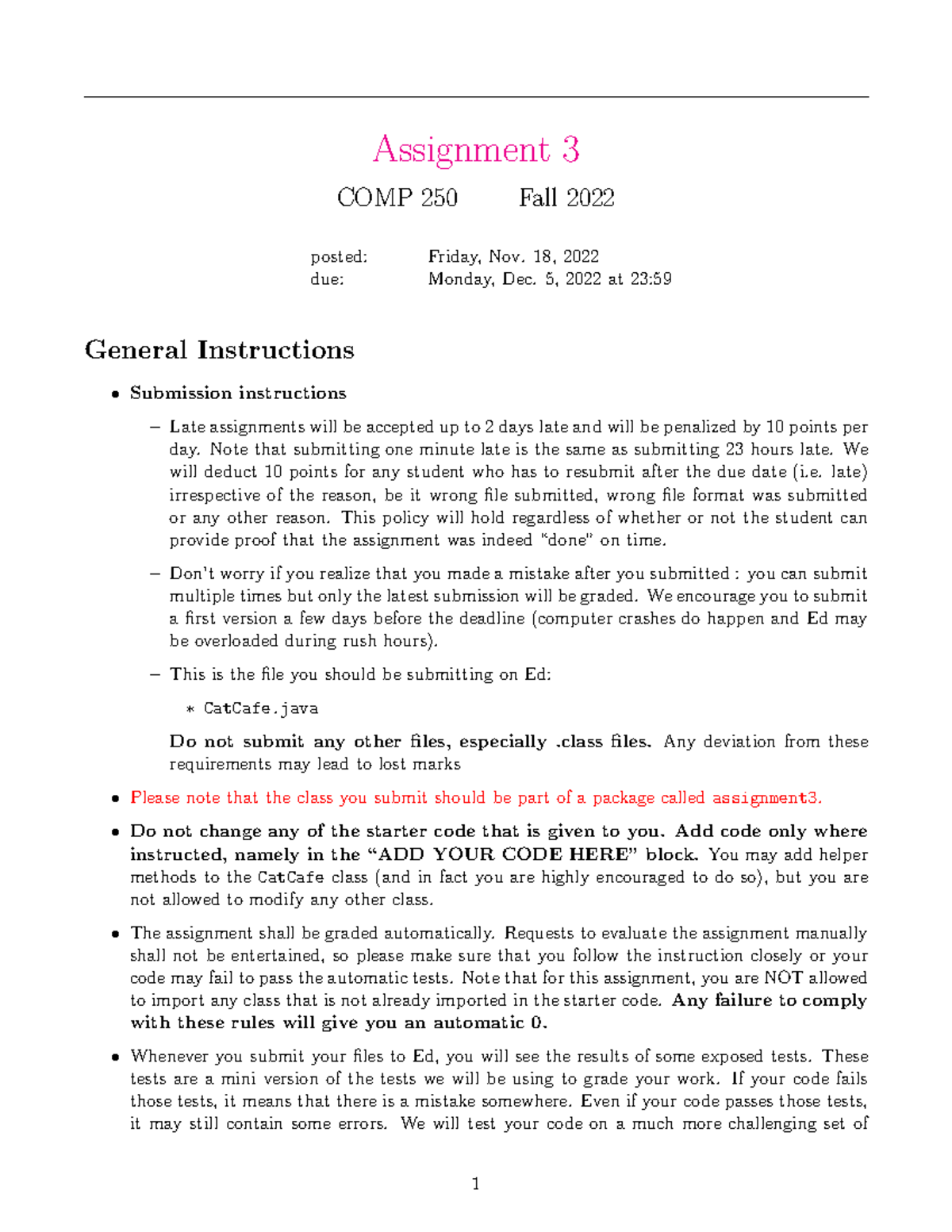 COMP250 Fall2022 Assignment 3 - Assignment 3 COMP 250 Fall 2022 posted ...