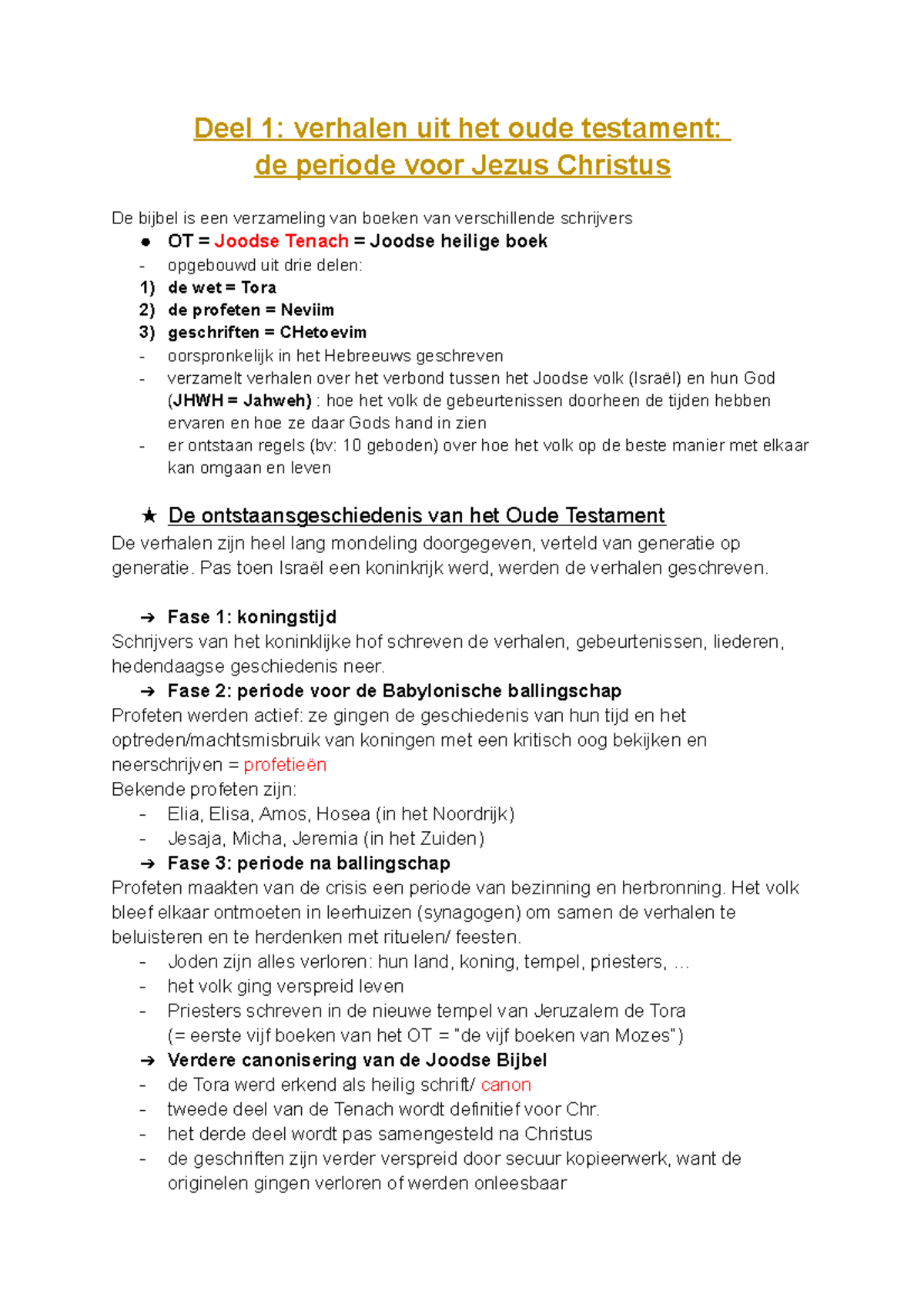 Samenvatting Cursus Godsdienst - Deel 1: Verhalen Uit Het Oude ...