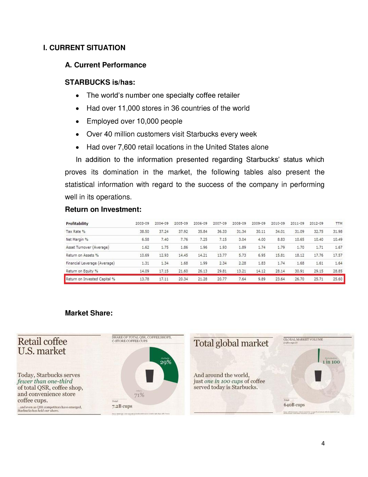 Strategic audit - I. CURRENT SITUATION A. Current Performance STARBUCKS ...