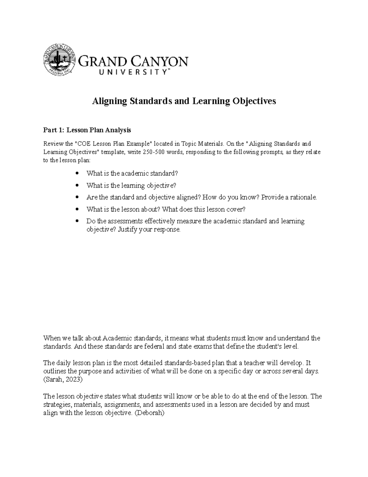 Elm 210 D T2 Aligning Standards And Learning Objectives Aligning