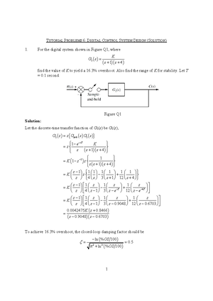 Tutorial Problems 6 - TUTORIAL PROBLEMS 6: DIGITAL CONTROL SYSTEM ...