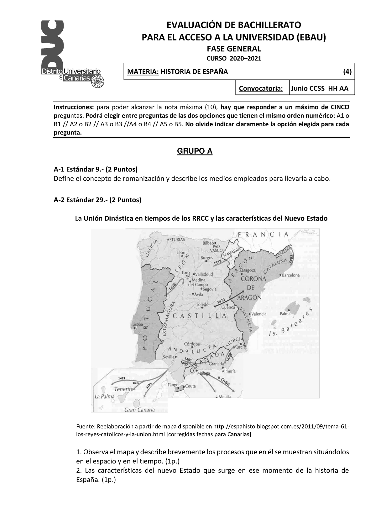 Examen-ebau-historia-espana-humanidades-junio-21 - EVALUACI”N DE ...