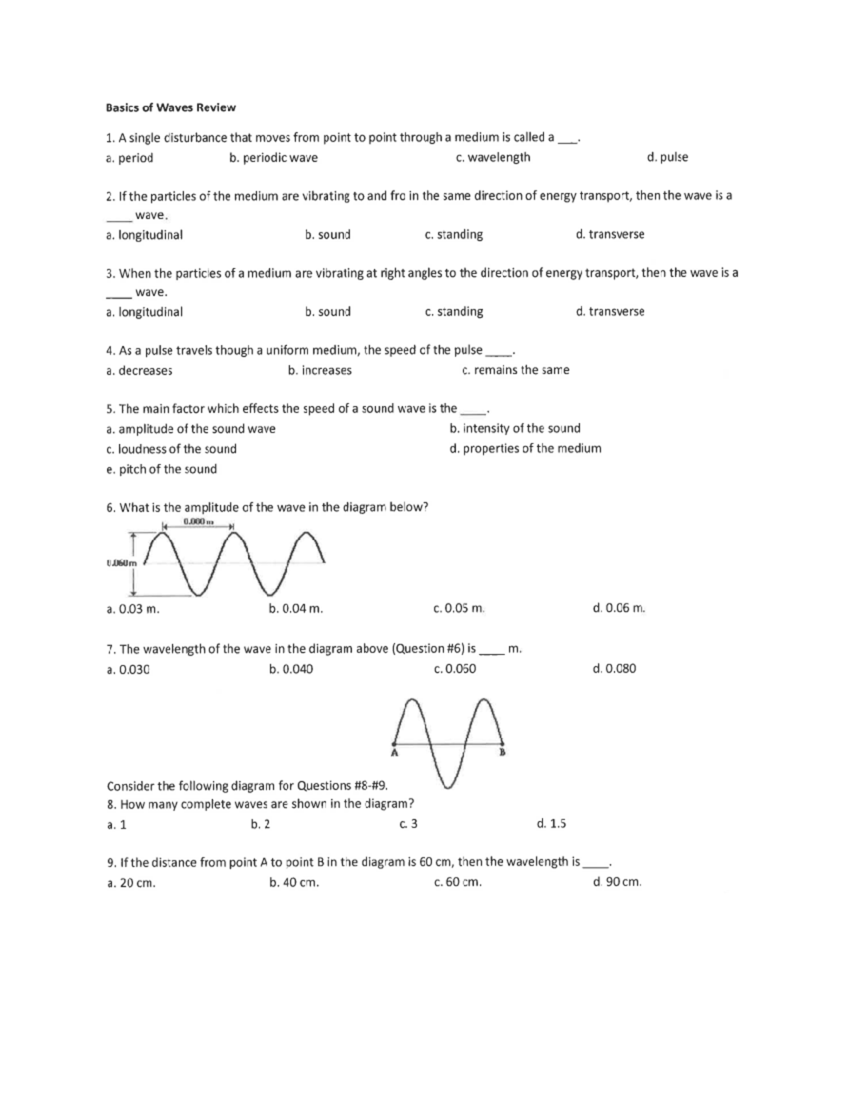 Waves Intro document for physics 1 10th-11th - PHY2048 - Studocu