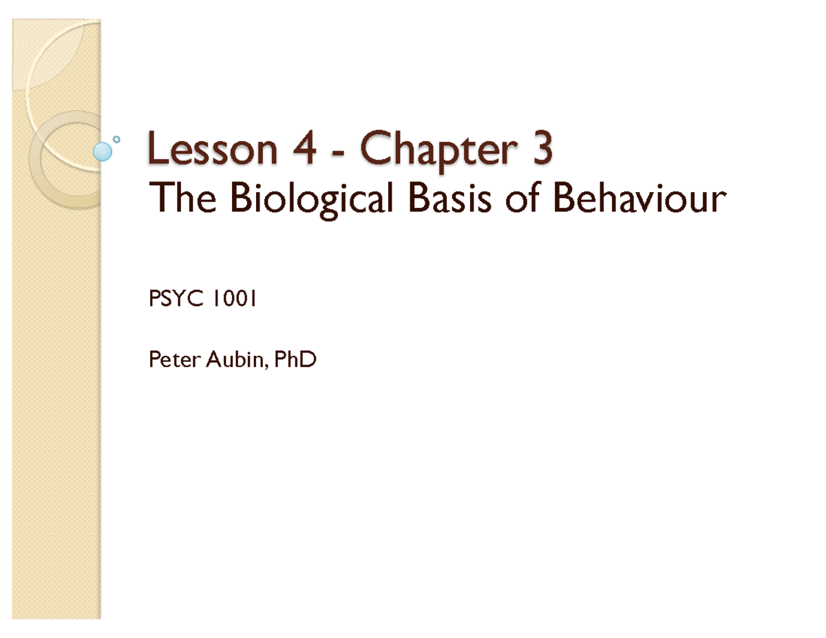 Lesson 4 - Chap 3 - PSYC1001 Online Version - Psyc1001 - Carleton - Studocu