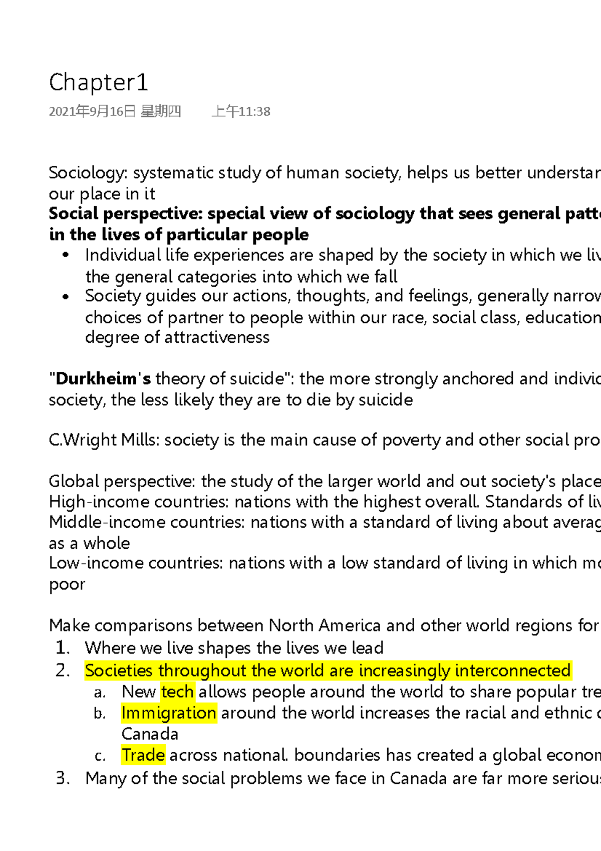 Chapter 1 - Lecture notes 1 - Sociology: systematic study of human ...