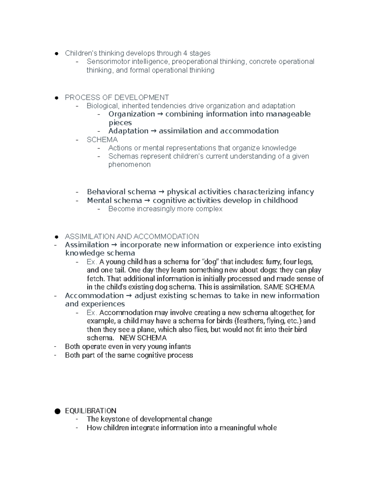 Psych notes 4 CONCRETE OPERATIONAL STAGE Piaget’s third stage (711
