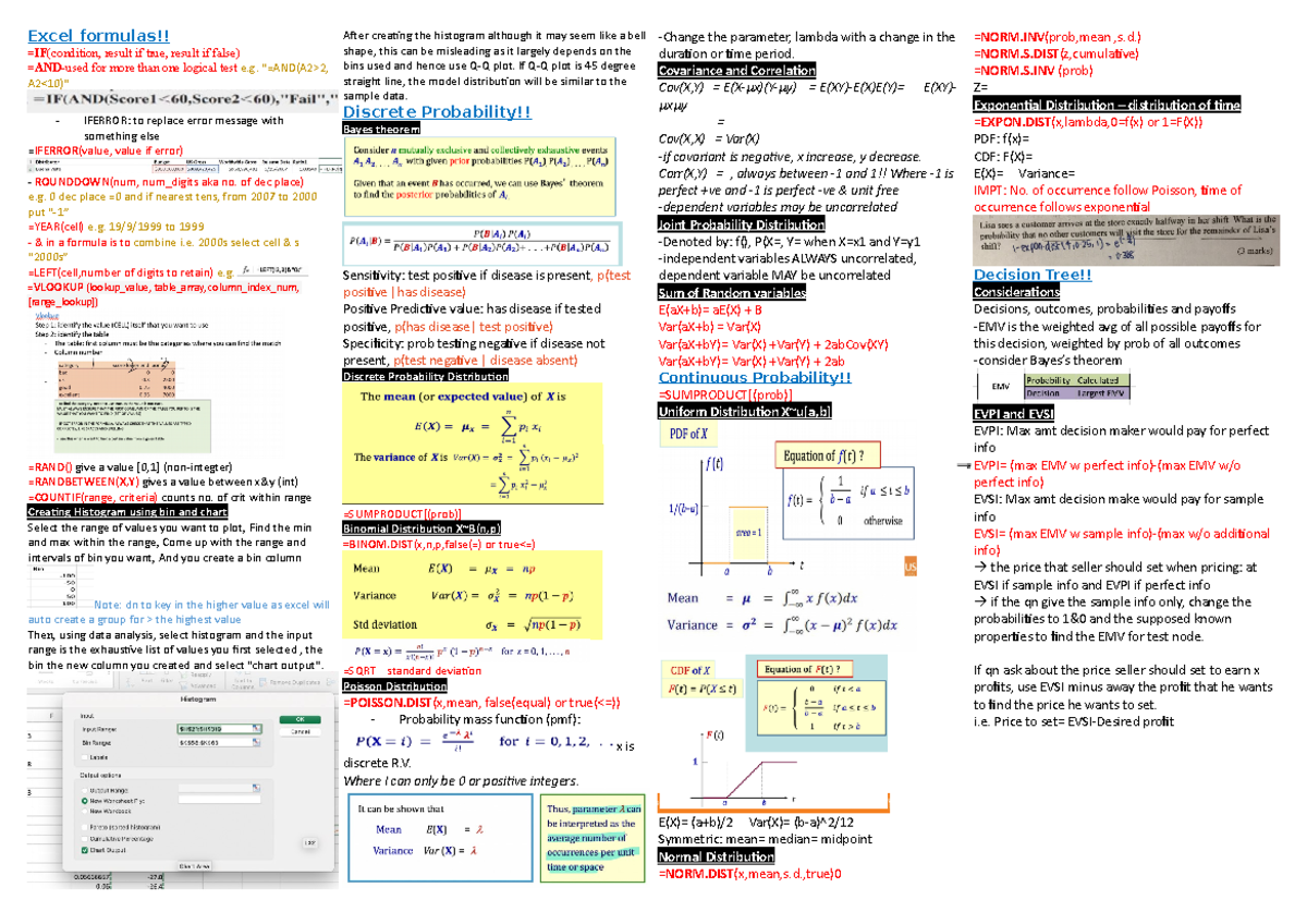 MY cheatsheet - Excel formulas!! =IF(condition, result if true, result ...