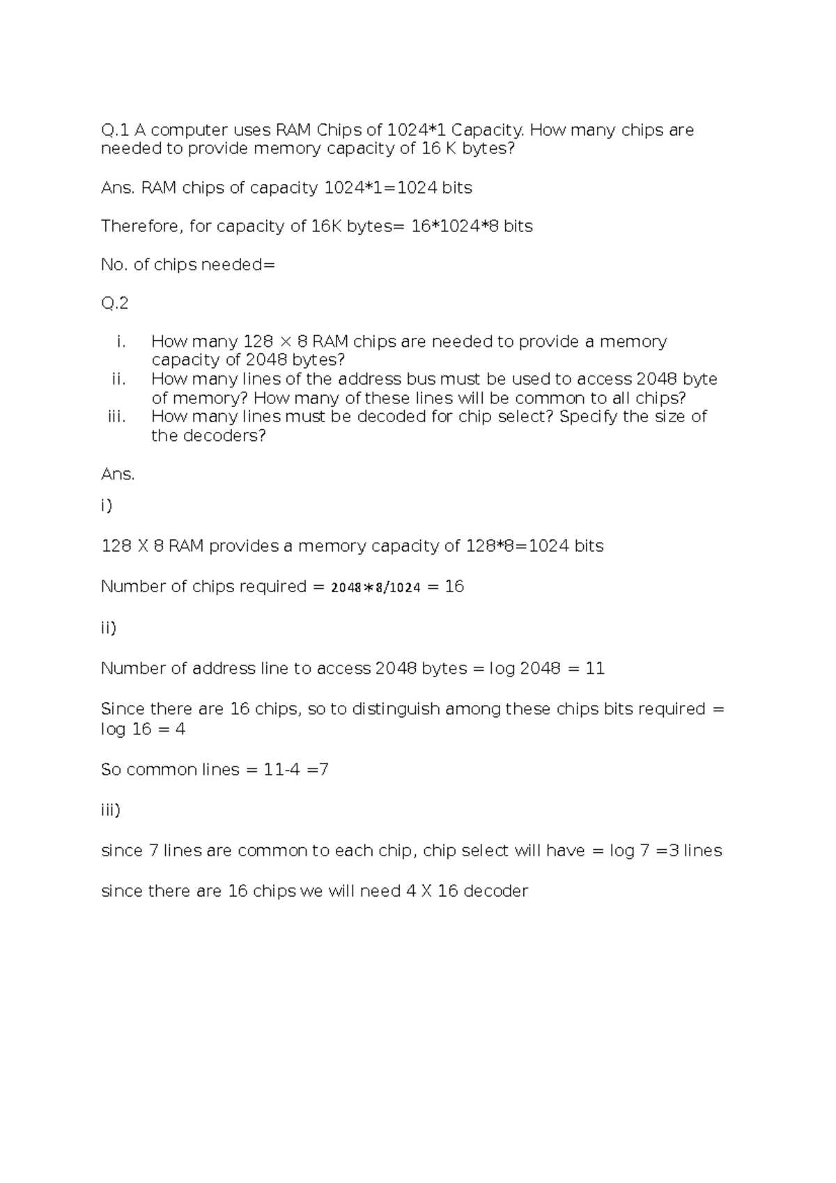 Memory Numericals Q A Computer Uses RAM Chips Of 1024 1 Capacity How memory-numericals-q-a-computer-uses-ram-chips-of-1024-1-capacity-how