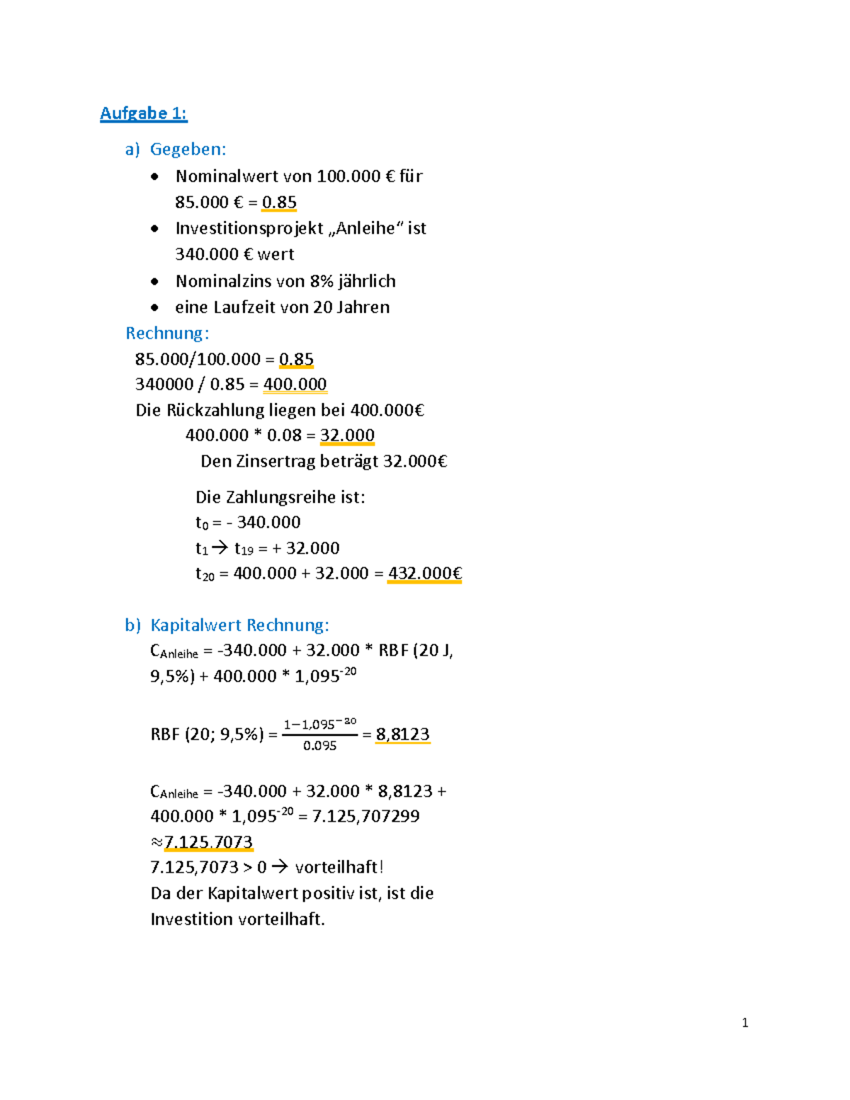 Einsendearbeit Fernuni Hagen Investition Und Finanzierung
