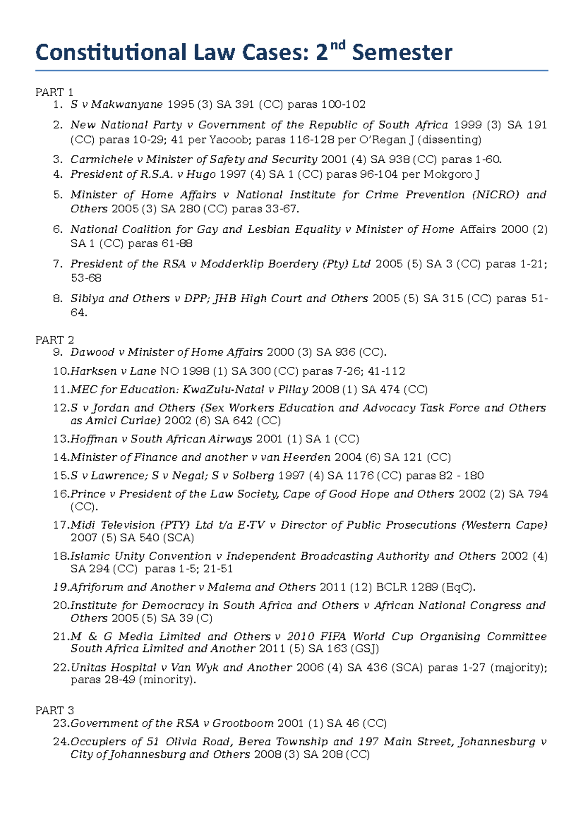 Constitutional Law Semester 2 Cases - Constitutional Law Cases: 2 Nd ...