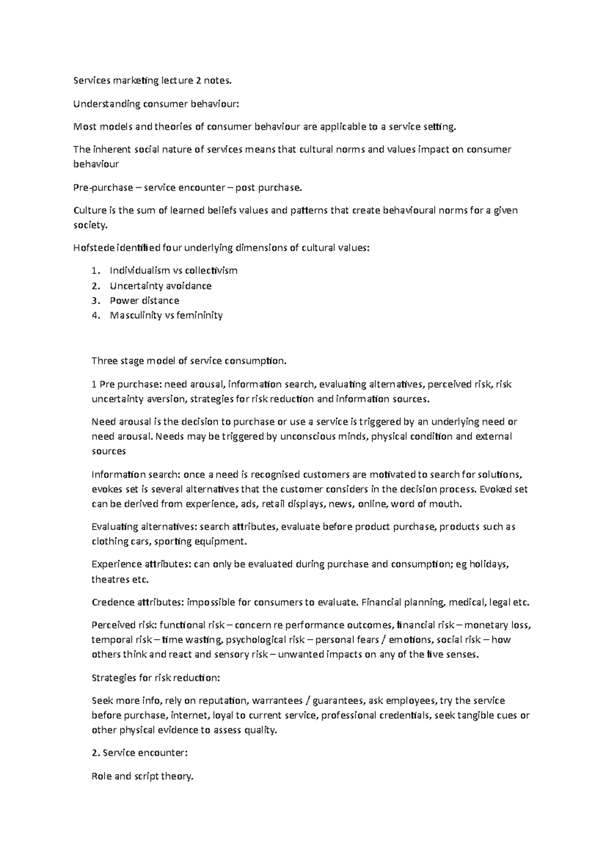 Services marketing lecture 2 notes - Understanding consumer behaviour ...