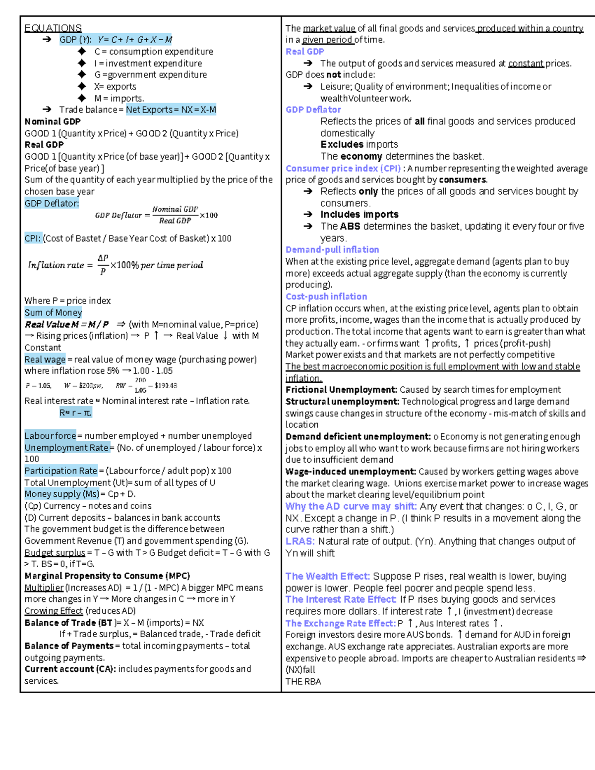 Macroeconomics Study Guide - Studocu