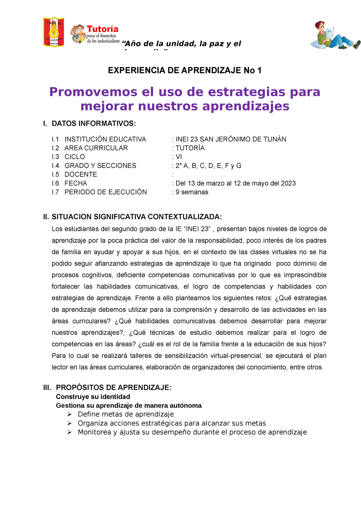 Experiencia DE Aprendizaje 2° Grado - EXPERIENCIA DE APRENDIZAJE No 1 ...