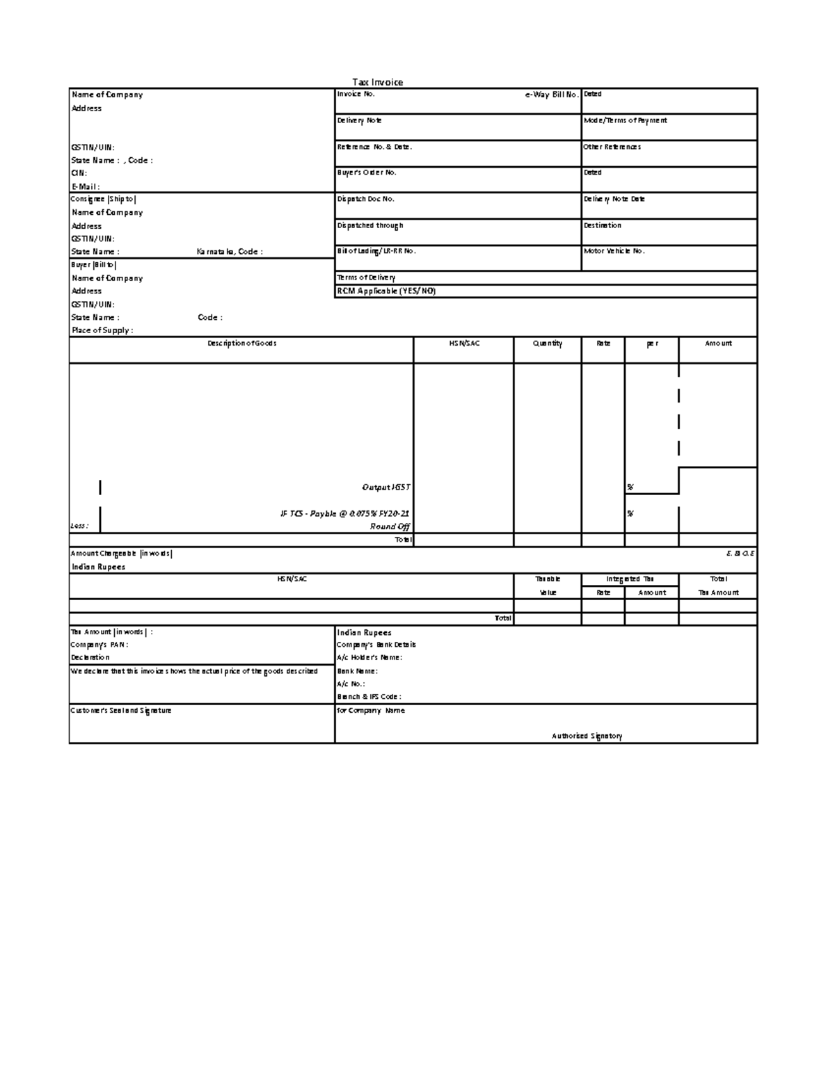 Invoice for manufacturing - e-Way Bill No. HSN/SAC Quantity Rate per ...