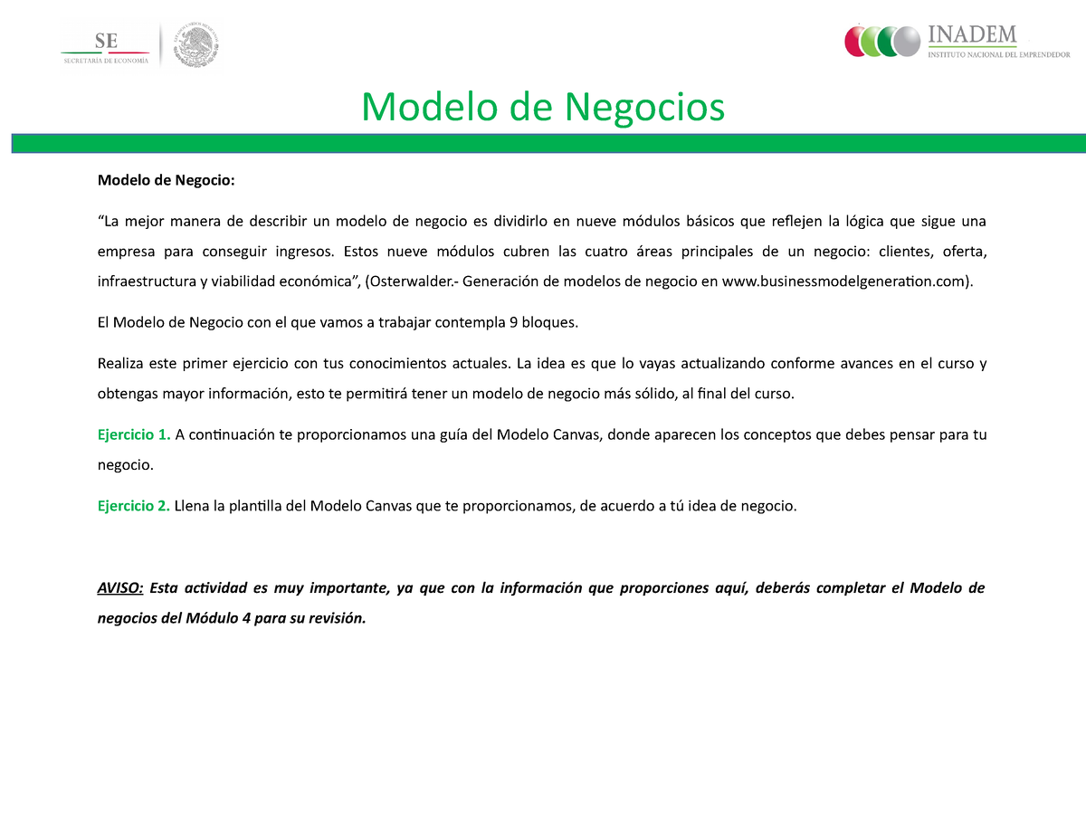 Modelo de Negocios - hggggggggggggggggggggggg - Modelo de Negocios Modelo  de Negocio: “La mejor - Studocu