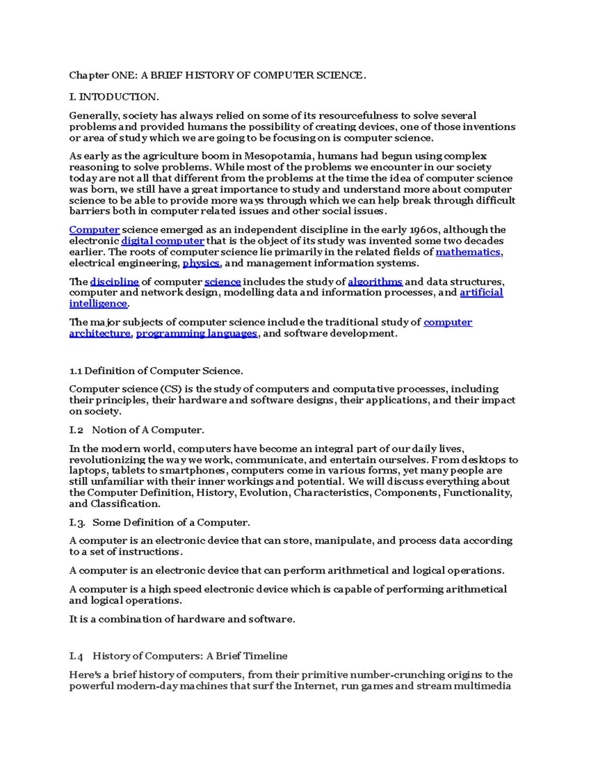 A Brief History OF Computer Science 2 - Chapter ONE: A BRIEF HISTORY OF ...