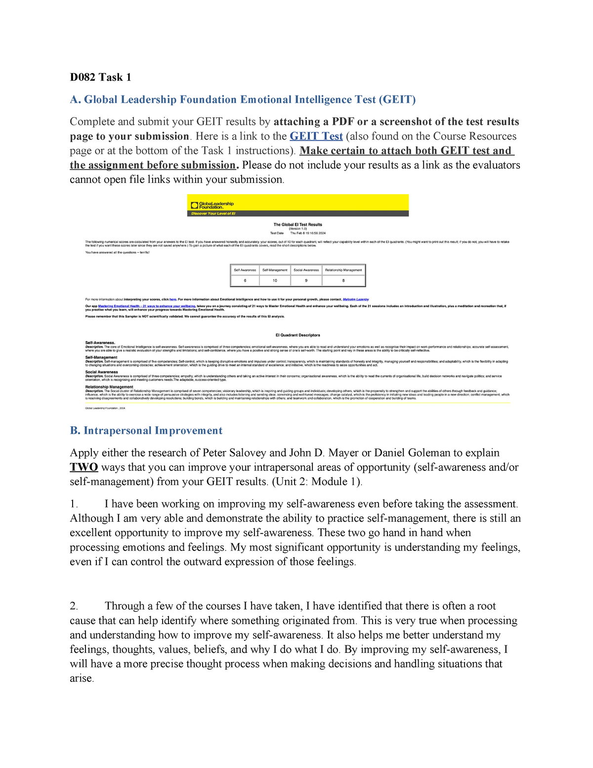 D082 Task 1 - Passed On The First Try. - D082 Task 1 A. Global ...