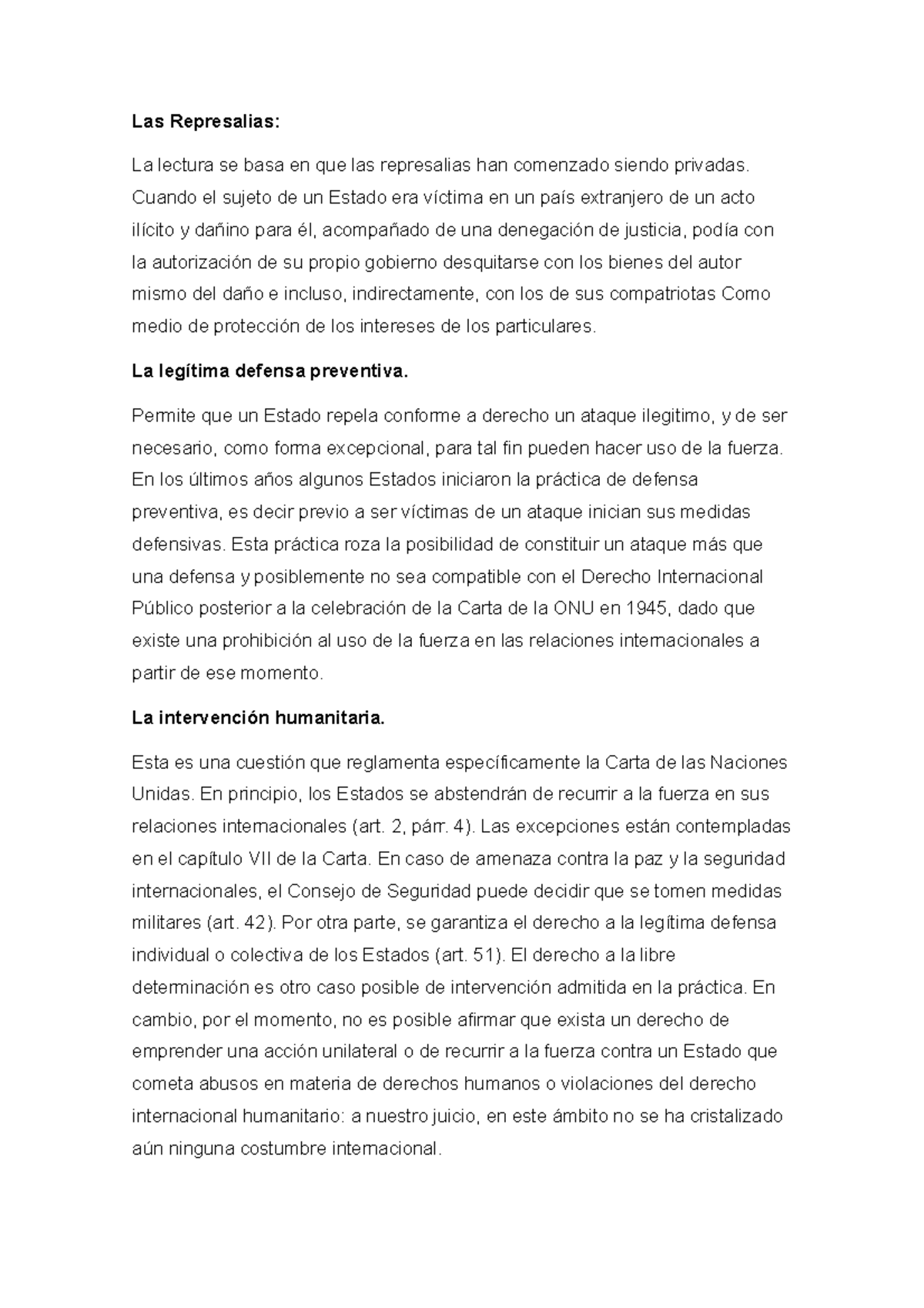 Las Represalias en el peru - Las Represalias: La lectura se basa en que ...