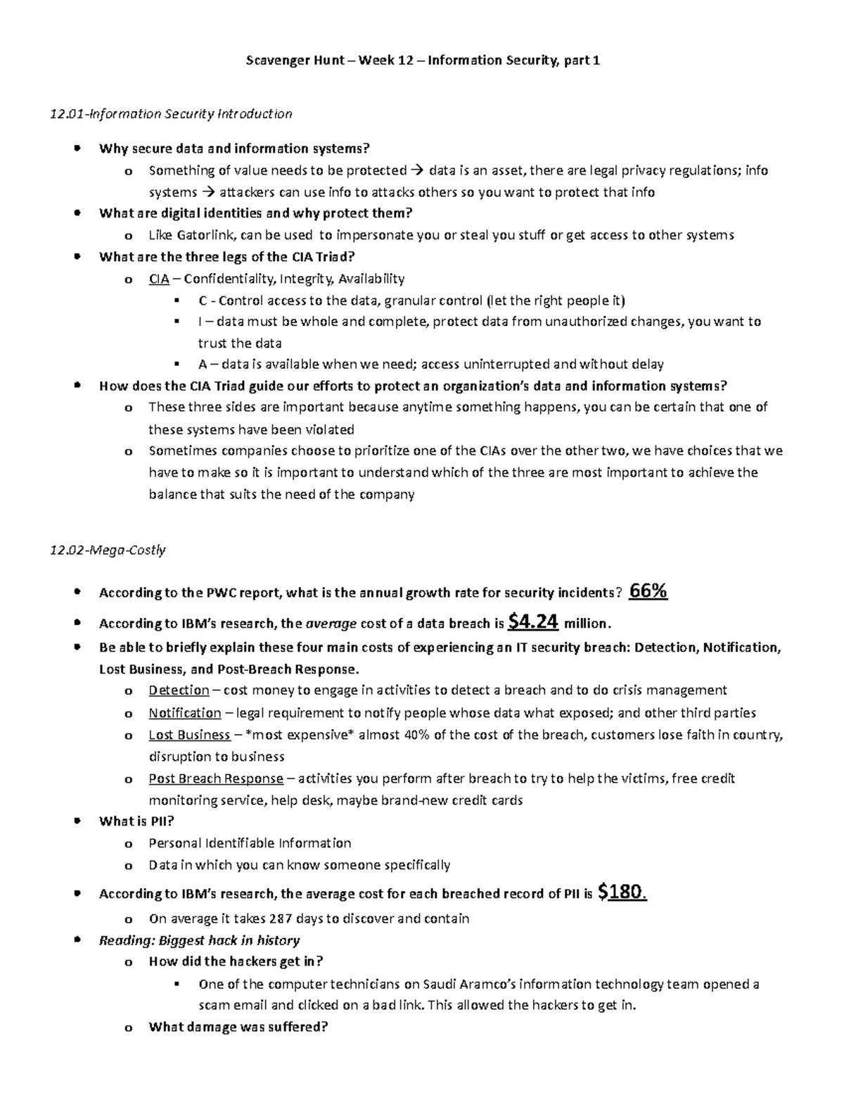 Scavenger Hunt 12-Information Security part 1 - Scavenger Hunt – Week ...