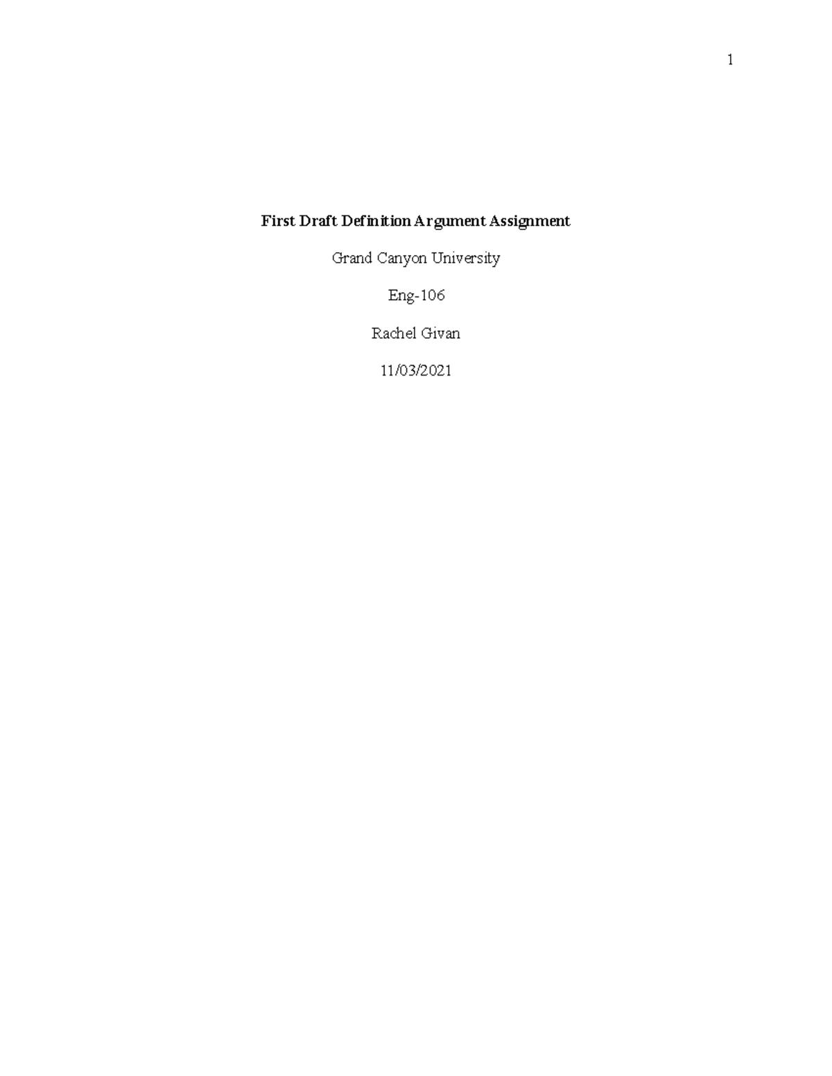 Eng106 Final Draft Definition Argument Assignment First Draft