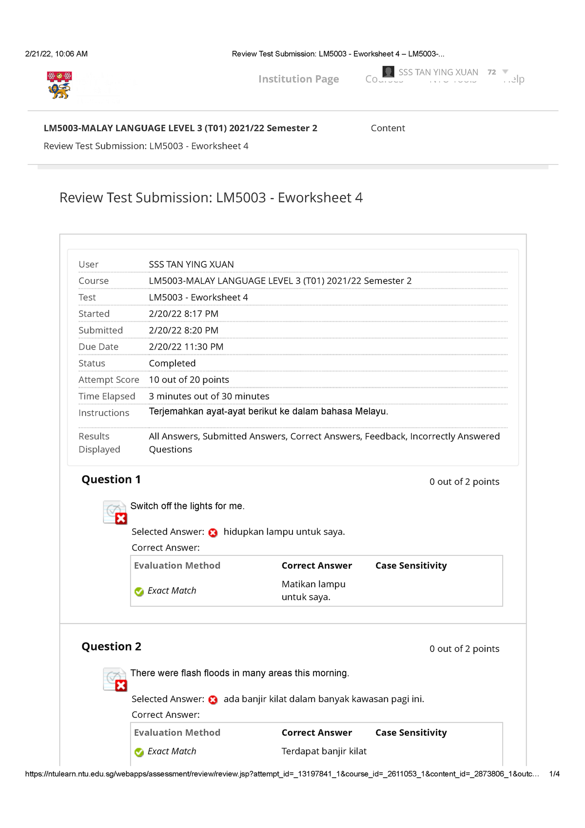 Eworksheet 4 – LM5003 - Review Test Submission: LM5003 - Eworksheet 4 ...