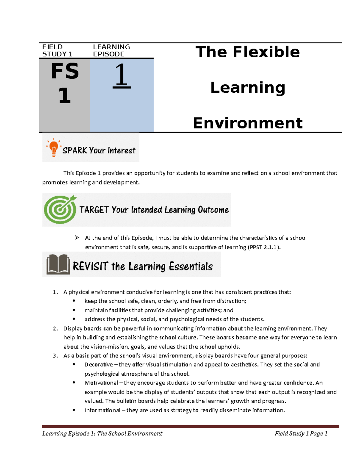 DE LEON, Tricia C. Field- Study 1 E1-The-Flexible-Learning-Environment ...