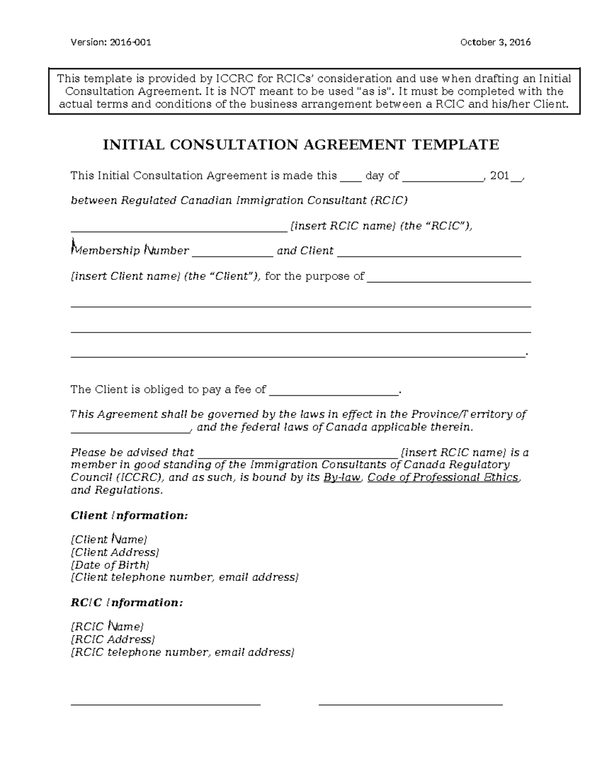 Initial Consultation Template Final 03Oct2016 - Version: 2016-001 ...