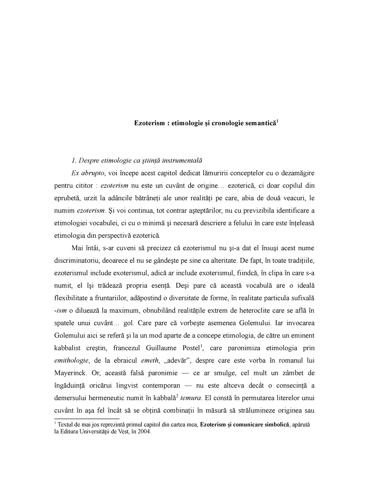 run out Embezzle developing Ezoterism i comunicare simbolica Editur - Ezoterism : etimologie şi  cronologie semantică 1 1. Despre - StuDocu