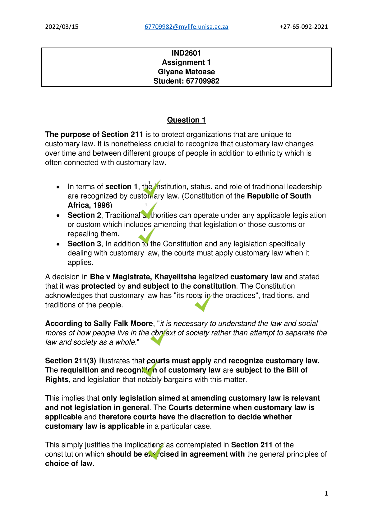 Giyane Matoase Assignment 1 IND2601 Feedback - IND Assignment 1 Giyane ...