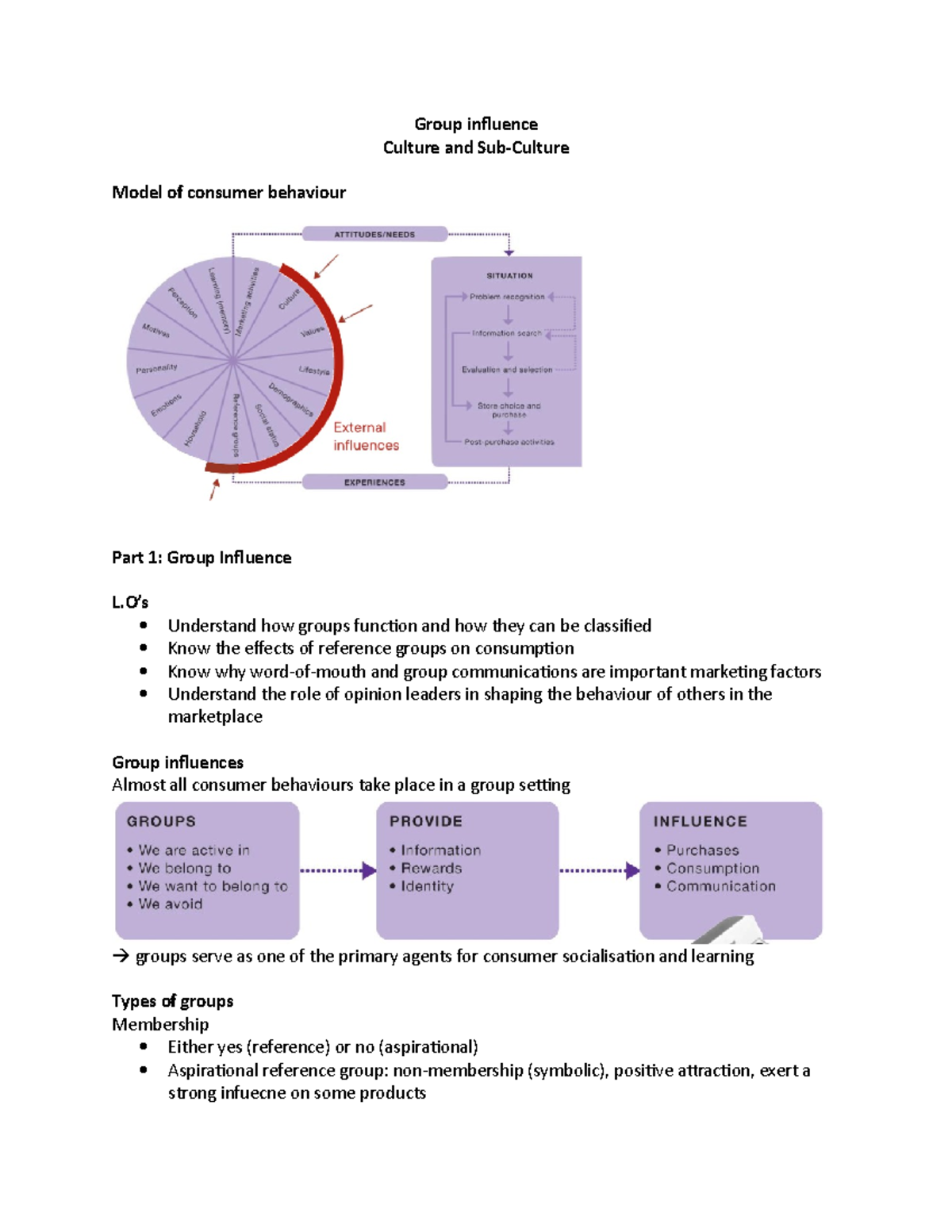 MKTG204 - L7 - Group influence - Group influence Culture and Sub ...