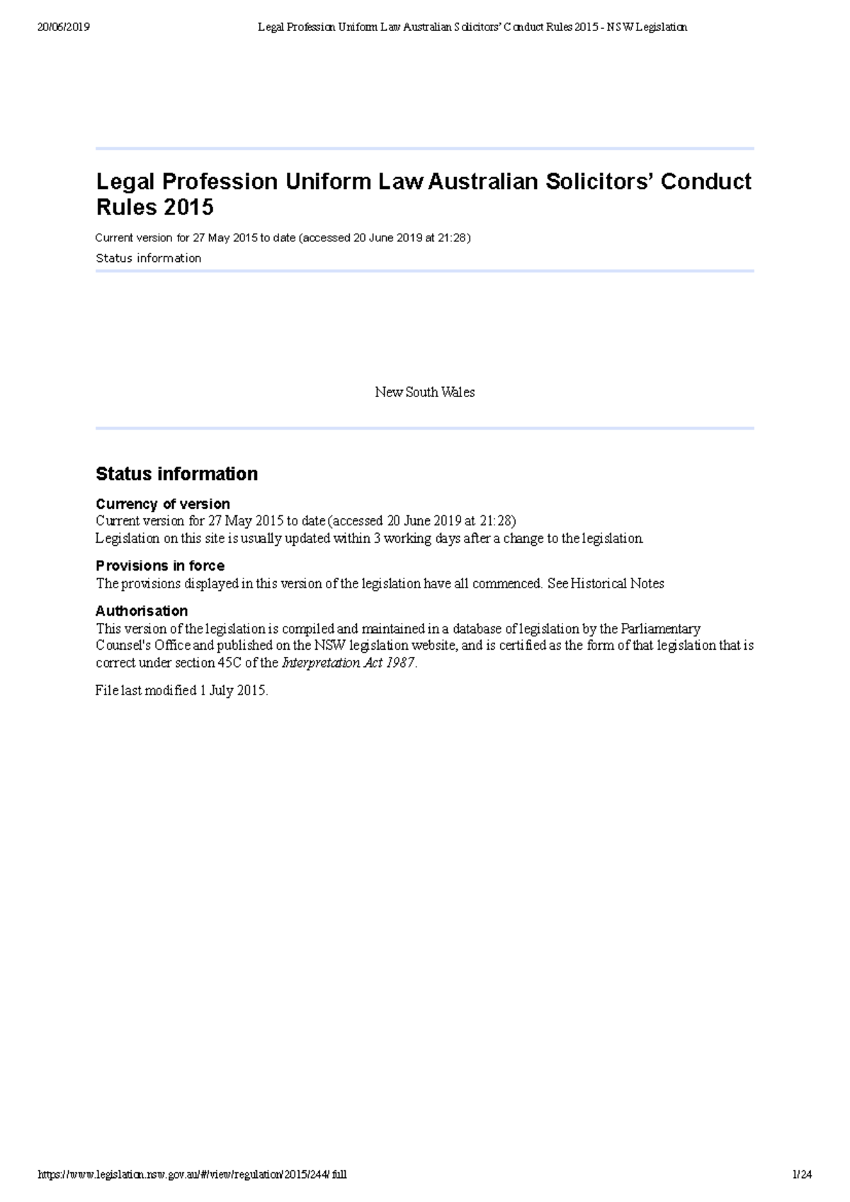 Solicitor rules Legal Profession Uniform Law Australian Solicitors