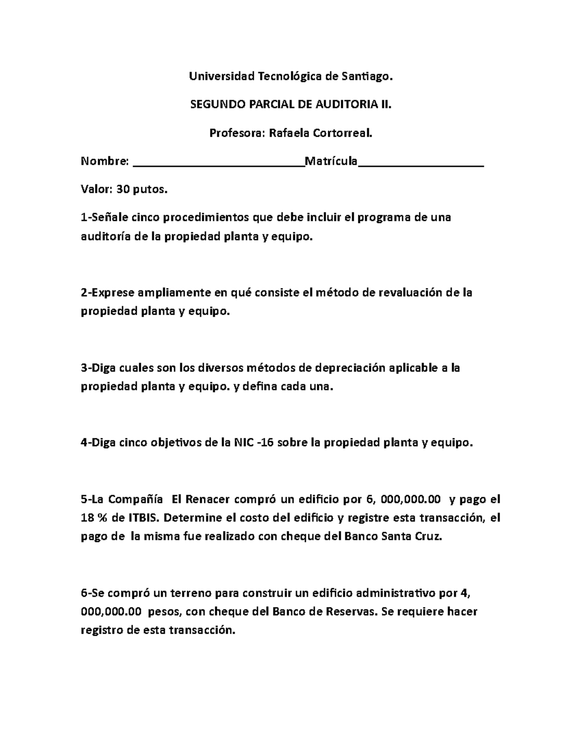 Segundo Parcial DE Auditoria II - 2 - Universidad Tecnológica de ...