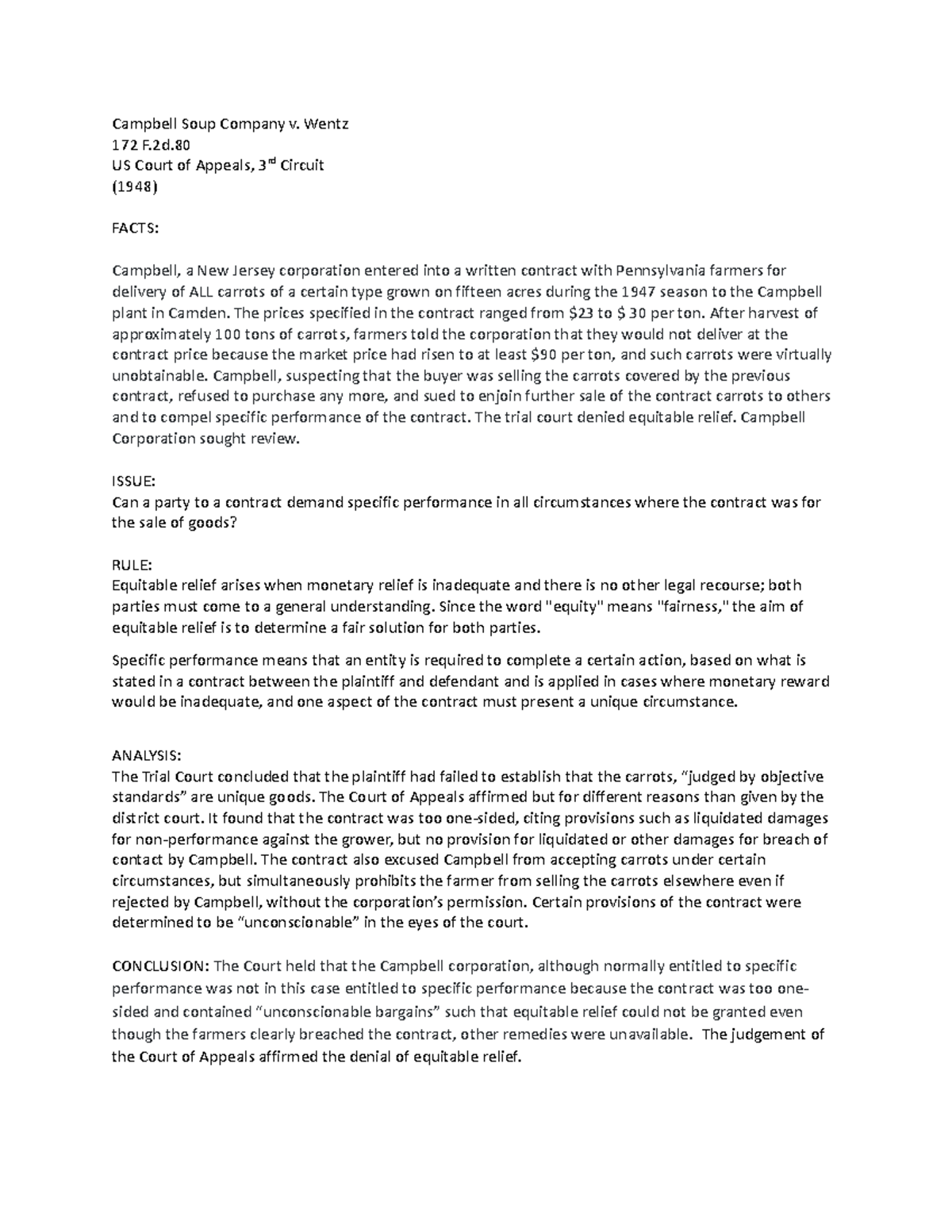 Campbell Soup Company V Wentz Brief Campbell Soup Company v. Wentz