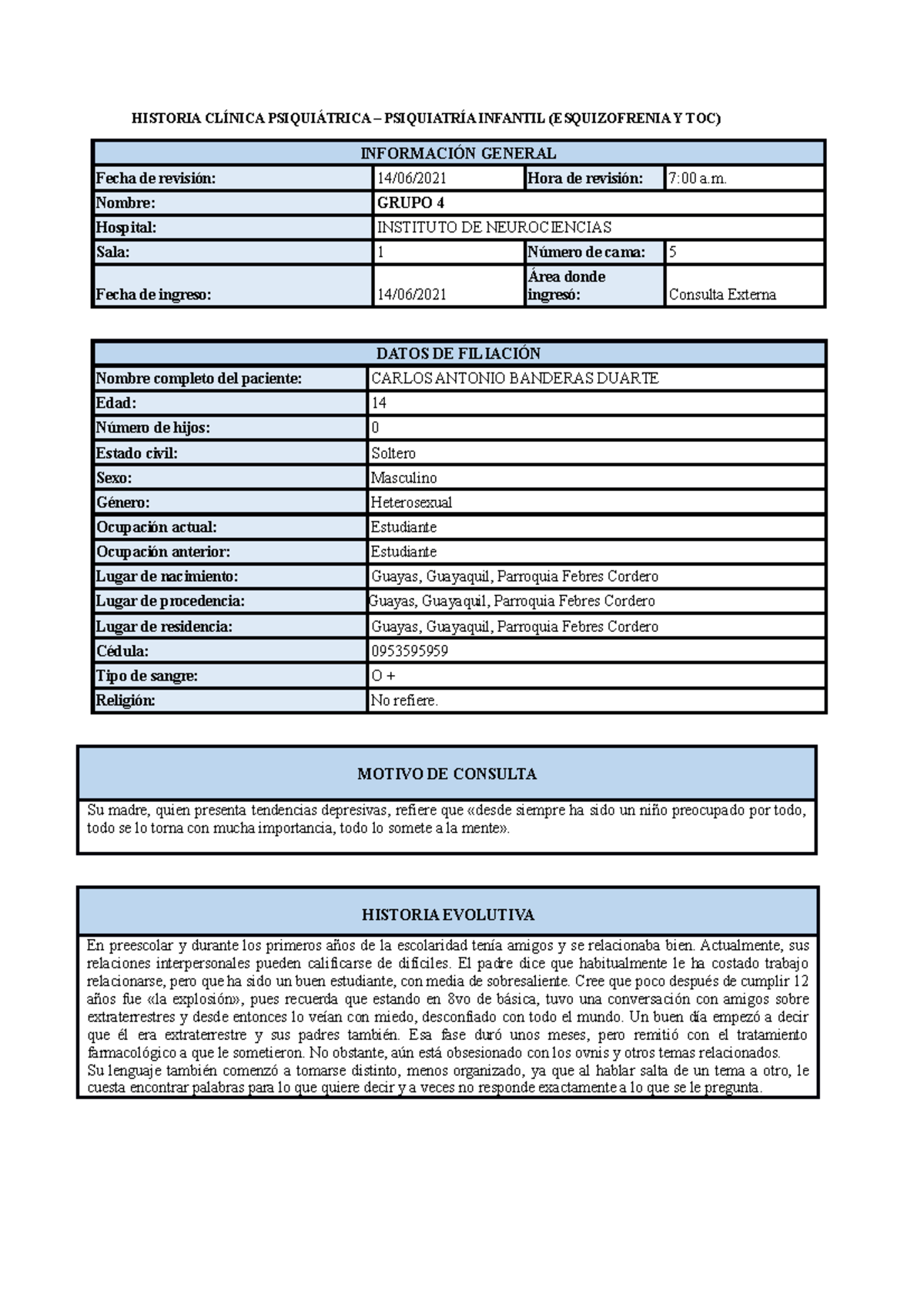 Historia Clinica Psiquiatrica Y Psicosocial Psiquiatria Infantil Historia Cl Nica Psiqui Trica