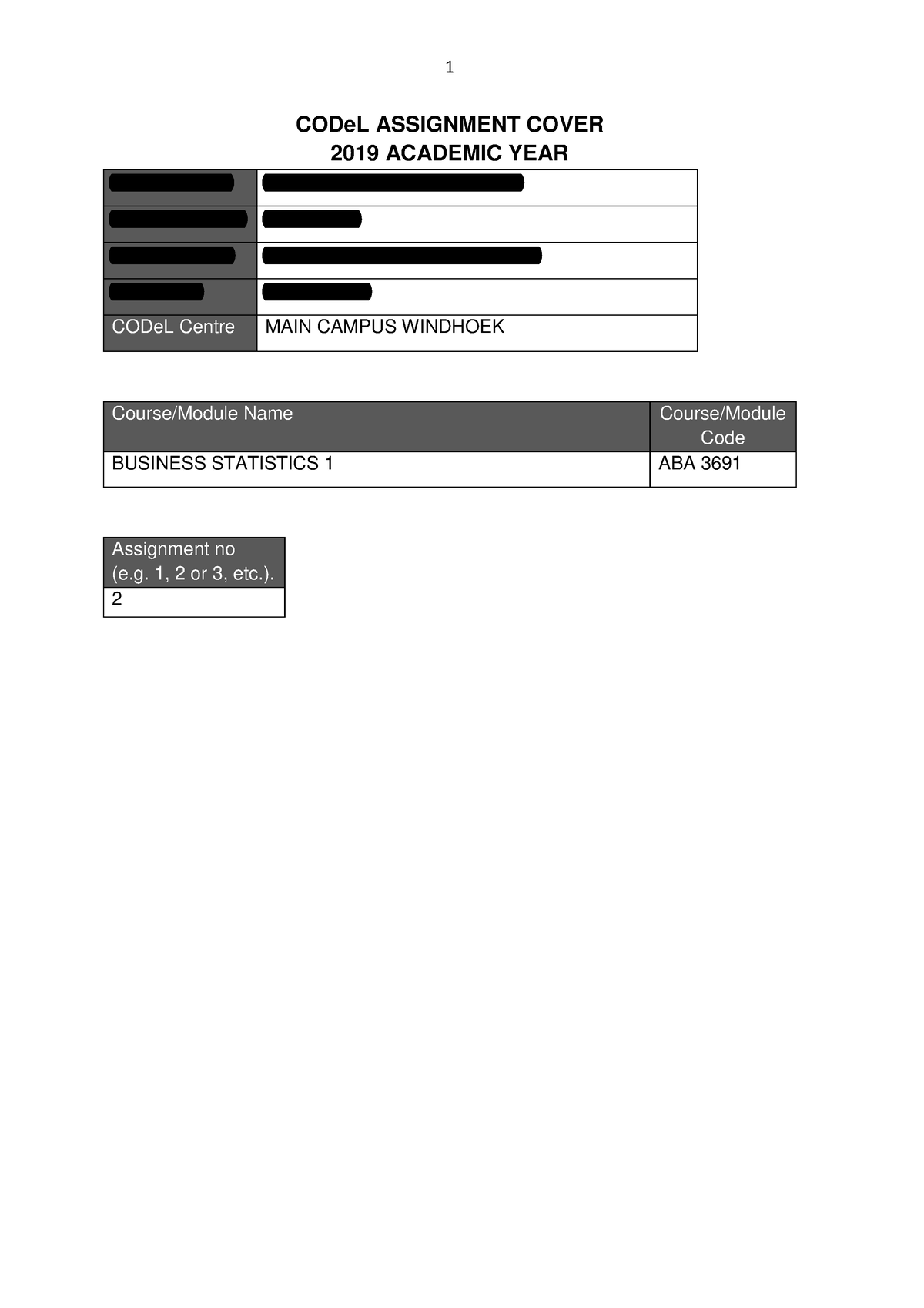 business statistics assignment 2