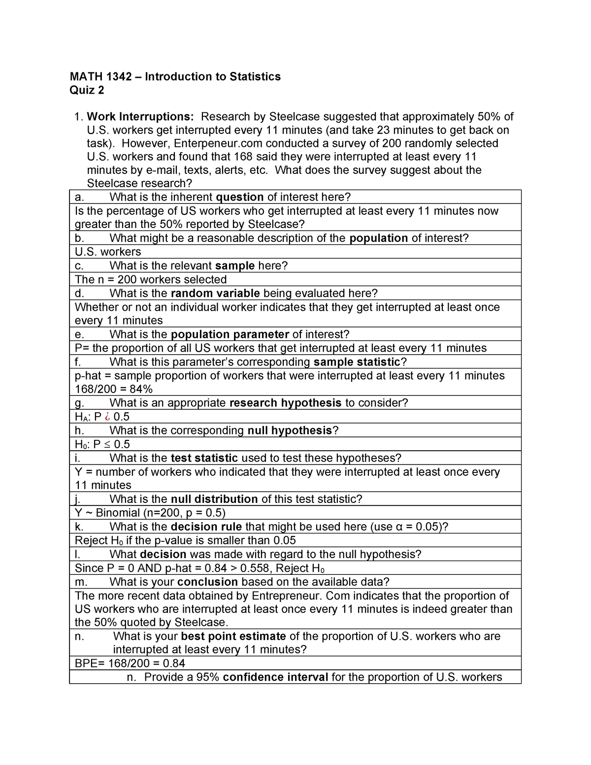 MATH 1342 - Quiz 2 - Henderson Class. - MATH 1342 – Introduction To ...