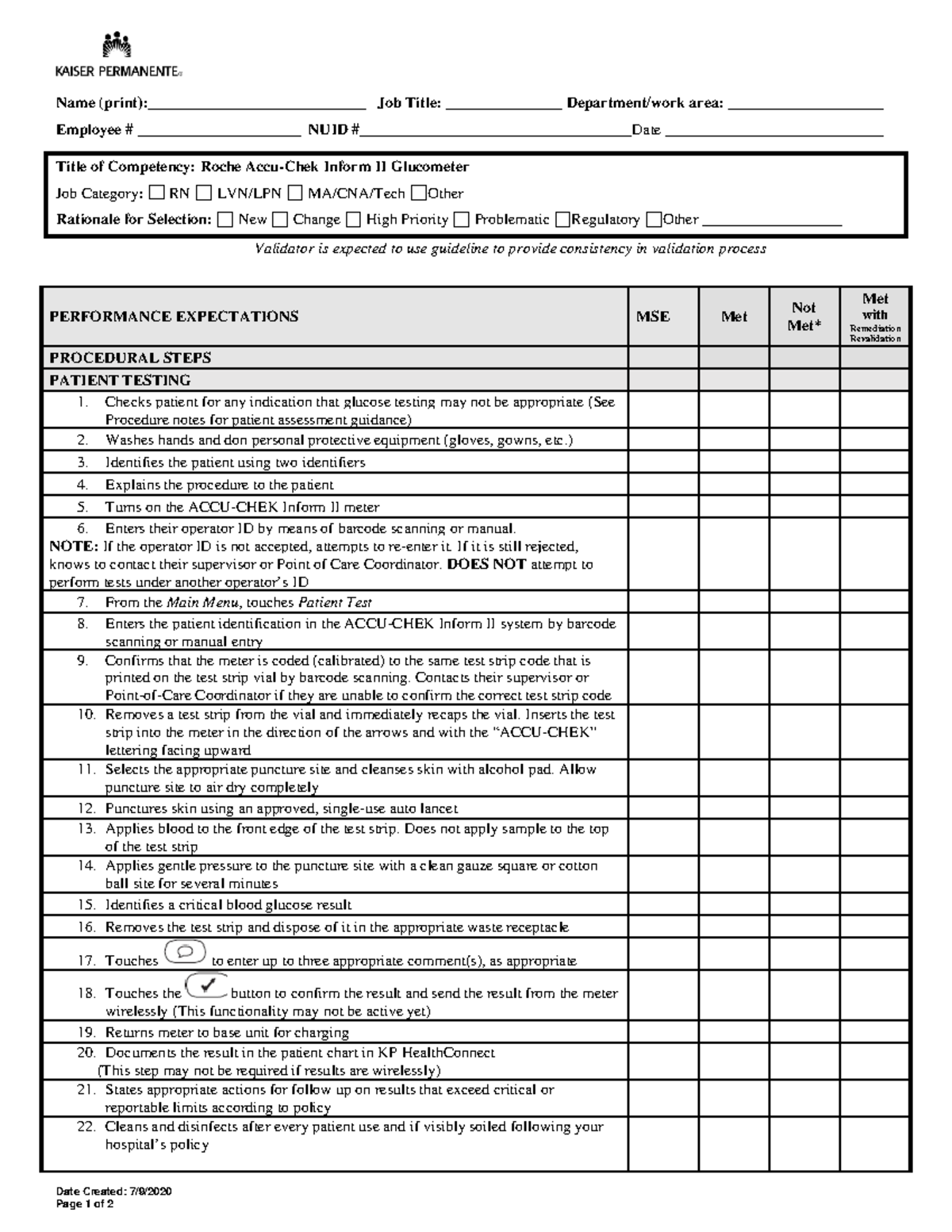 2021 Roche Accu-chek Inform Ii Glucometer Cvt - Date Created: 7 9  Page 