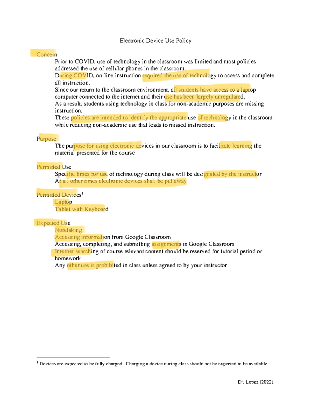 Electronic Device Use Policy 2022 DANC 4400 Cal State LA Studocu