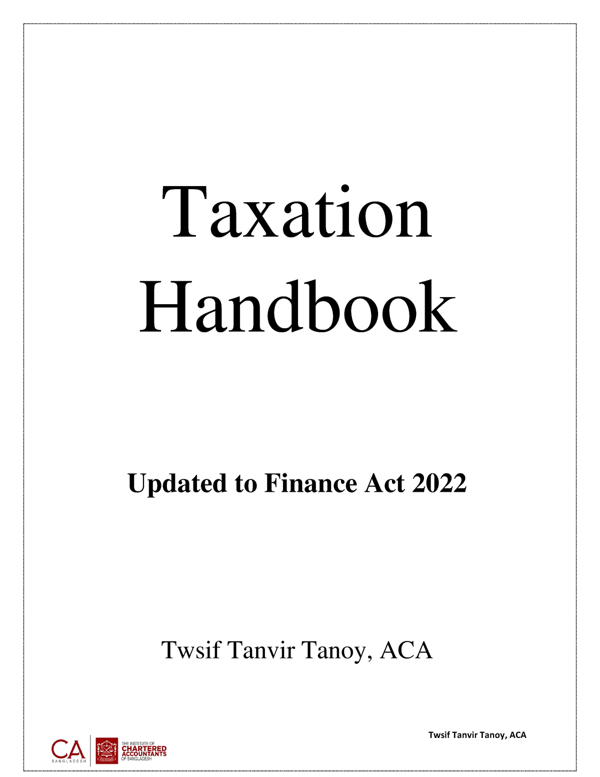 Taxation Handbook Taxation Handbook Updated to Finance Act 2022 Twsif