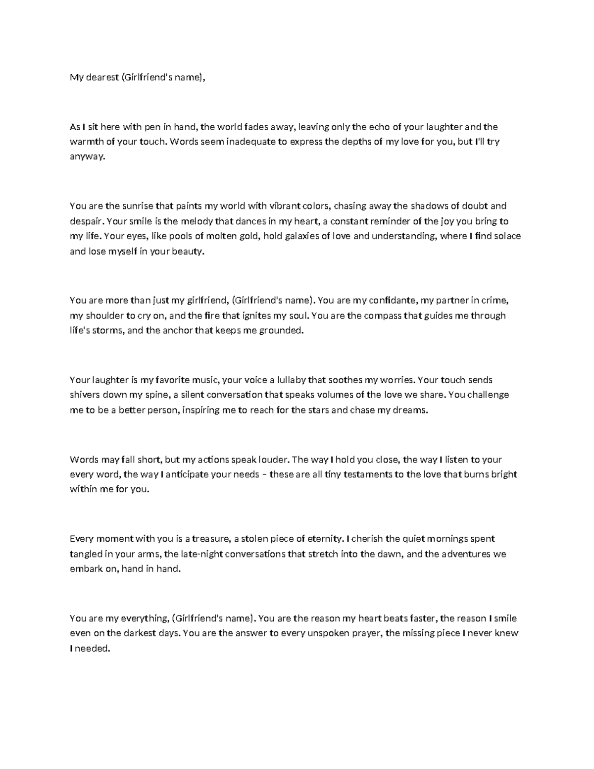 My dearest (Gir-WPS Office - My dearest (Girlfriend's name), As I sit ...