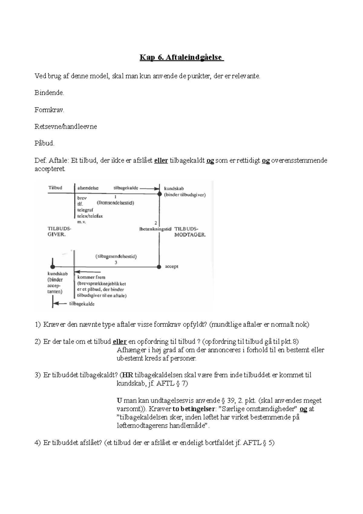 Kap 6 Aftaleindgåelse - Skema Til Bearbejelse Af En Indgået Aftale Med ...