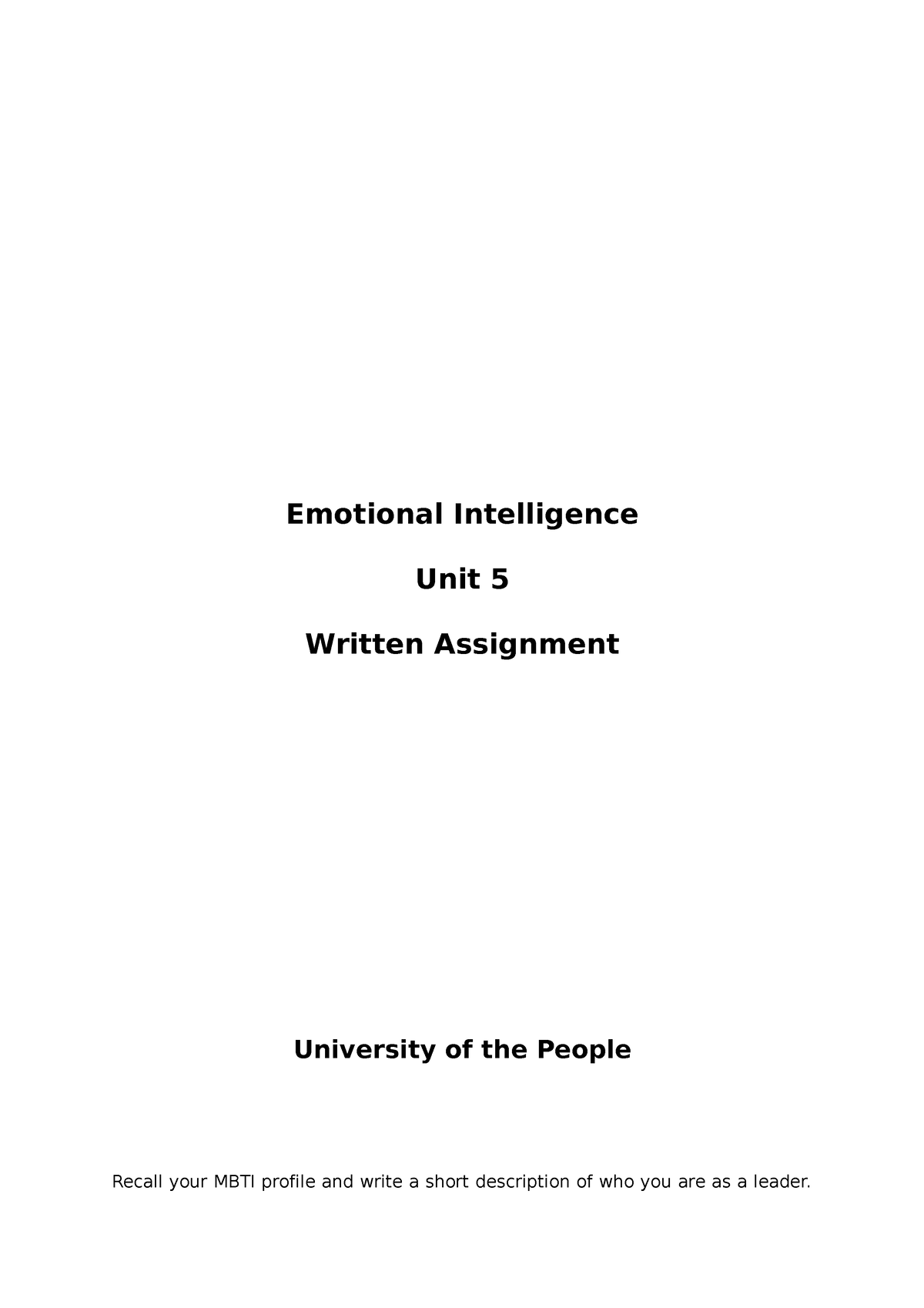emotional intelligence assignment