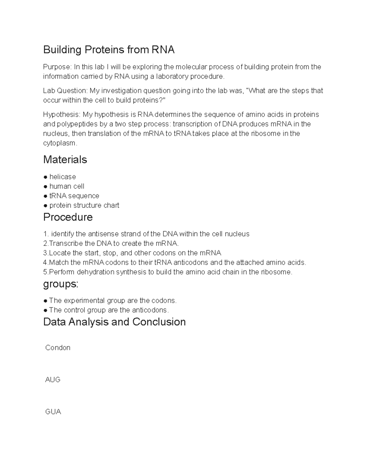 rna as genetic material experiment notes