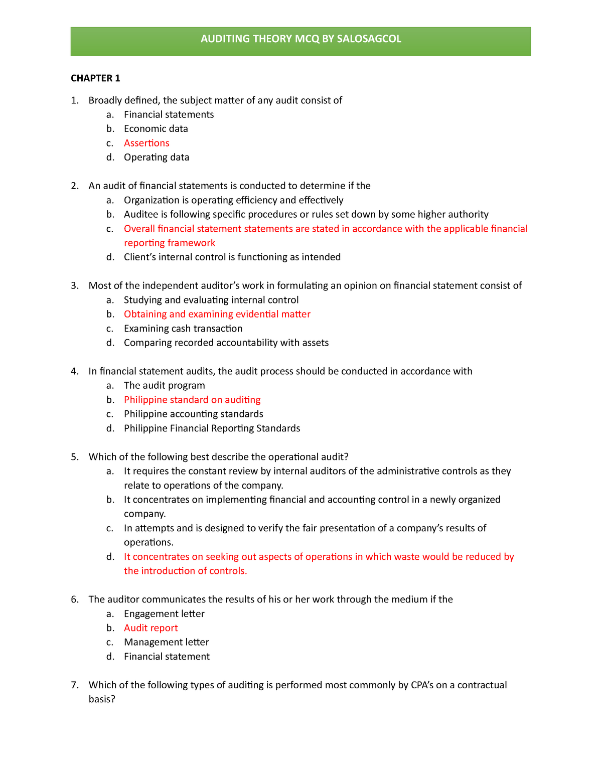 301451253-Auditing-Theory-MCQs-by-Salosagcol-with-answers - CHAPTER 1 ...