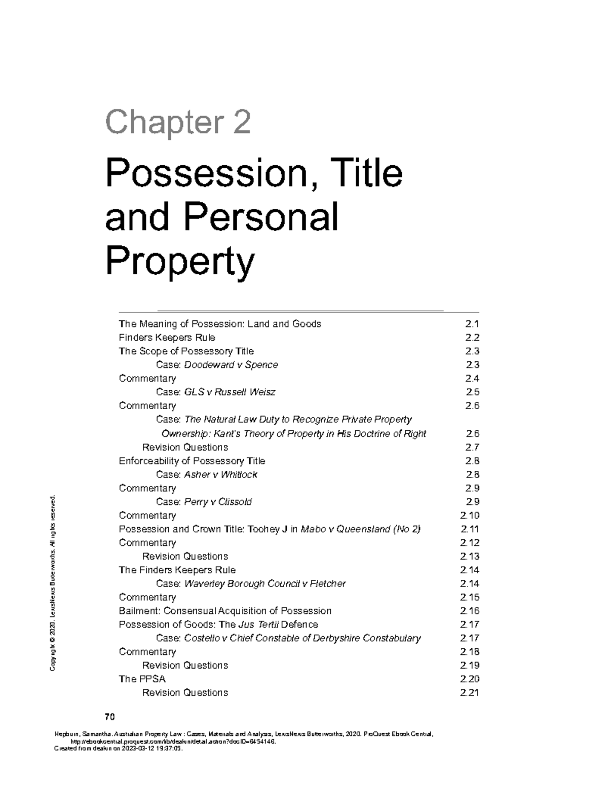 Australian Property Law Cases Materials and Analys Possession, Title