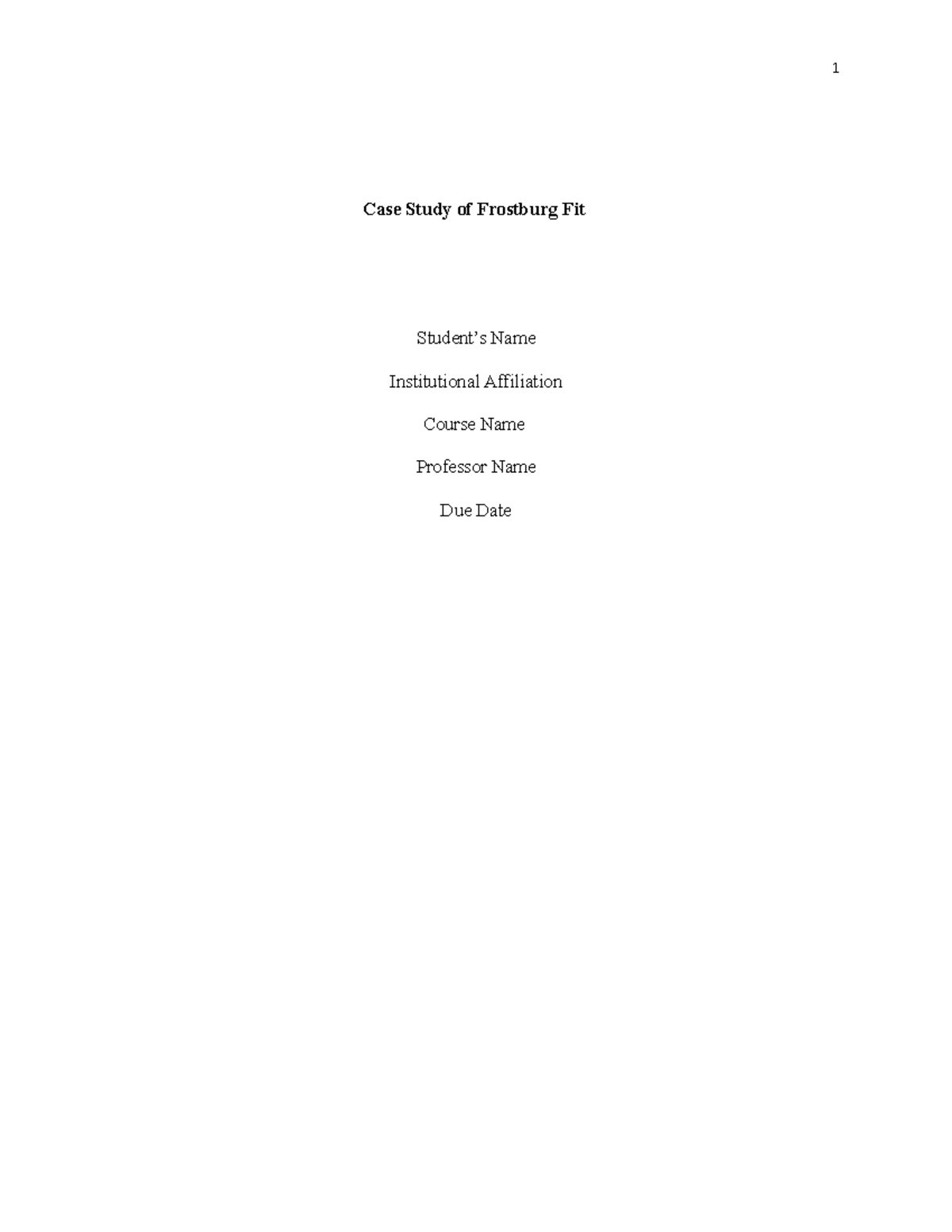 Case Study of Frostburg Fit.edited Case Study of Frostburg Fit